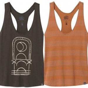 2 Prana Graphic Racerback Tank Tops Medium